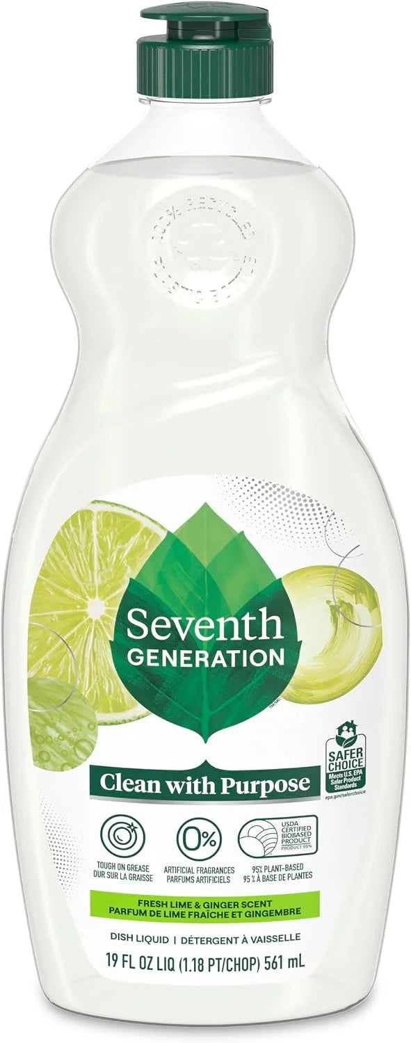 Seventh Generation Dish Soap, Fresh Lime & Ginger Scent, 19 oz, 1 Count