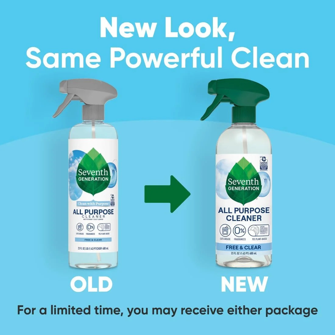 Seventh Generation, All Purpose Cleaner, Free & Clear, 23 oz, Pack of 4