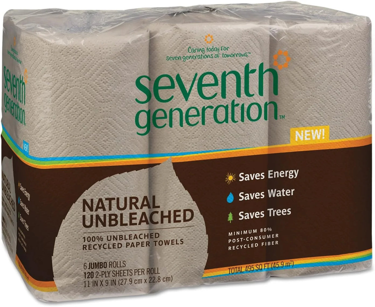 Seventh Generation 13737 Natural Unbleached 100% Recycled Paper Towel Rolls, 11" x 9", Brown (Case of 24)