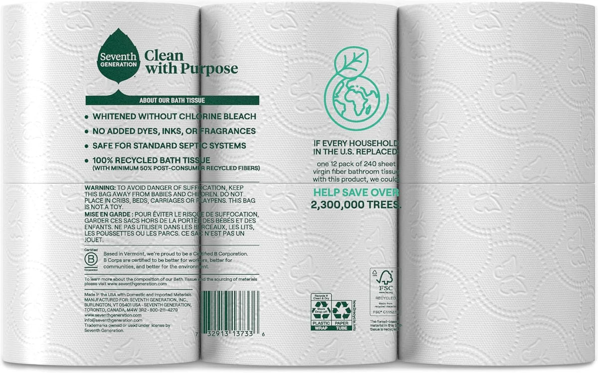 Seventh Generation, Bath Tissue, 12 Roll, 4-Pack