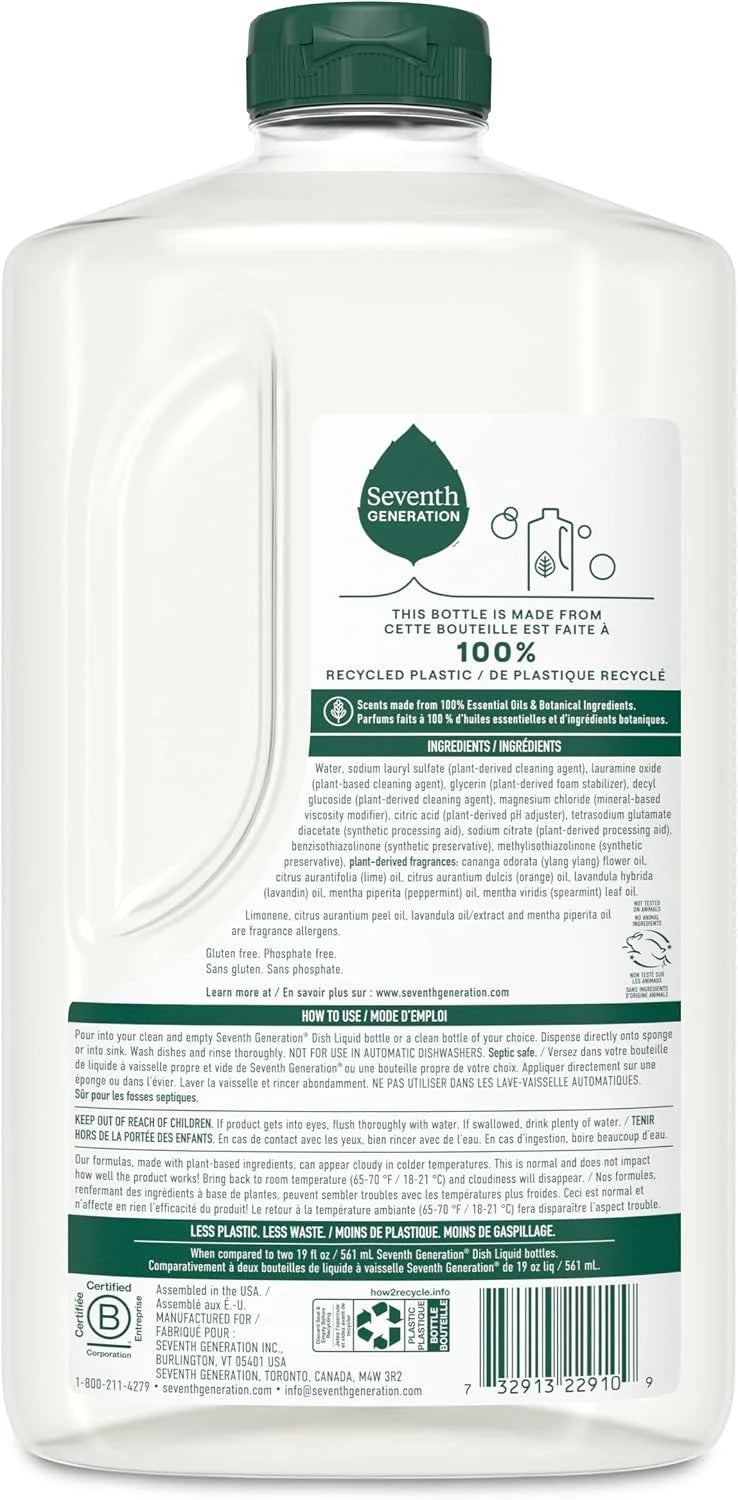 Seventh Generation Dish Liquid, Lavender Flower & Mint, 50 oz, Pack of 3