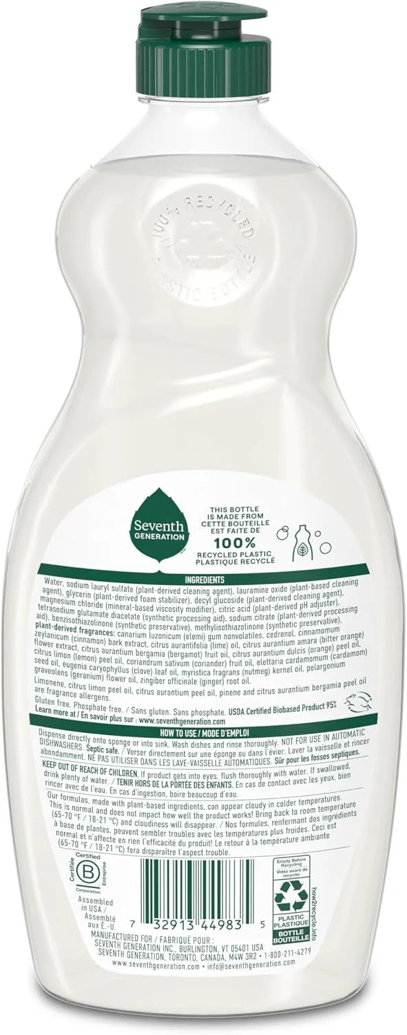 Seventh Generation Dish Soap, Fresh Lime & Ginger Scent, 19 oz, 1 Count